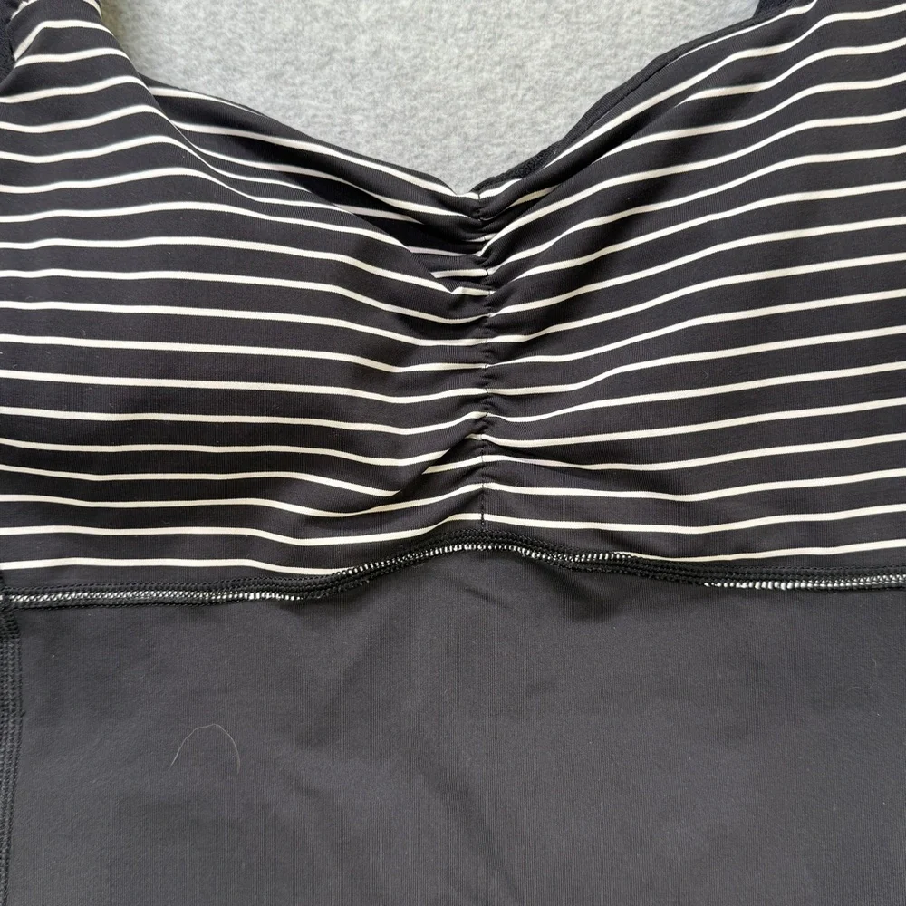 Lululemon Power Y Tank Dress Size 8 Black Stripe Built‎ In Bra Athletic